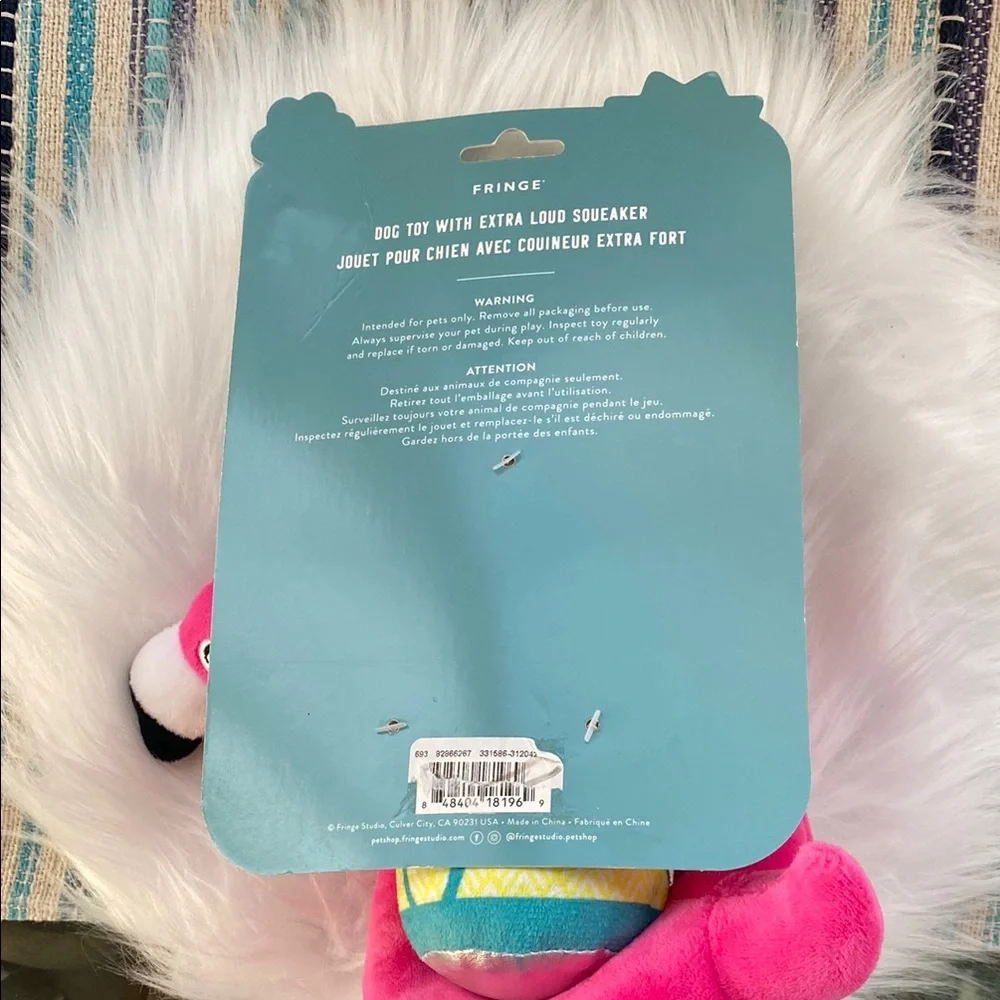 New Fringe Studio Pink Stuffed Flamingo dog 2 toys in one Toy